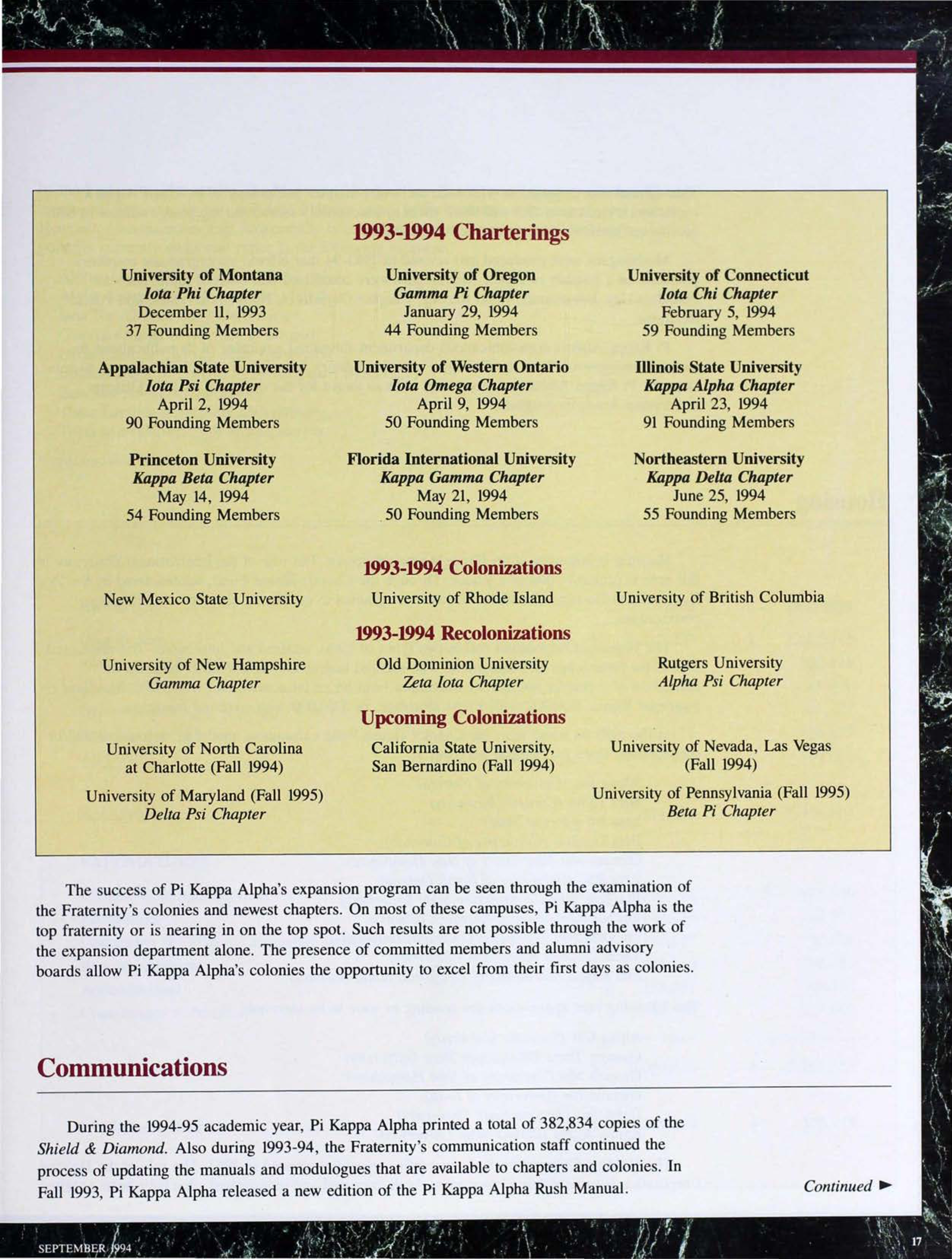 1993-1994 Annual Report: Communications
